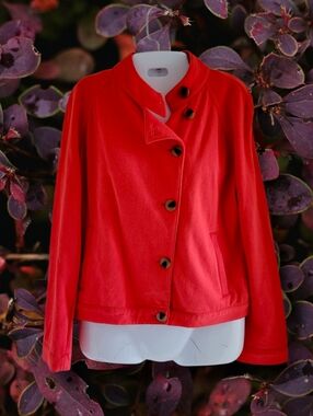 Old Navy | Y2K Red/Orange Soft Fleece Moto-Style Jacket (SIZE M)